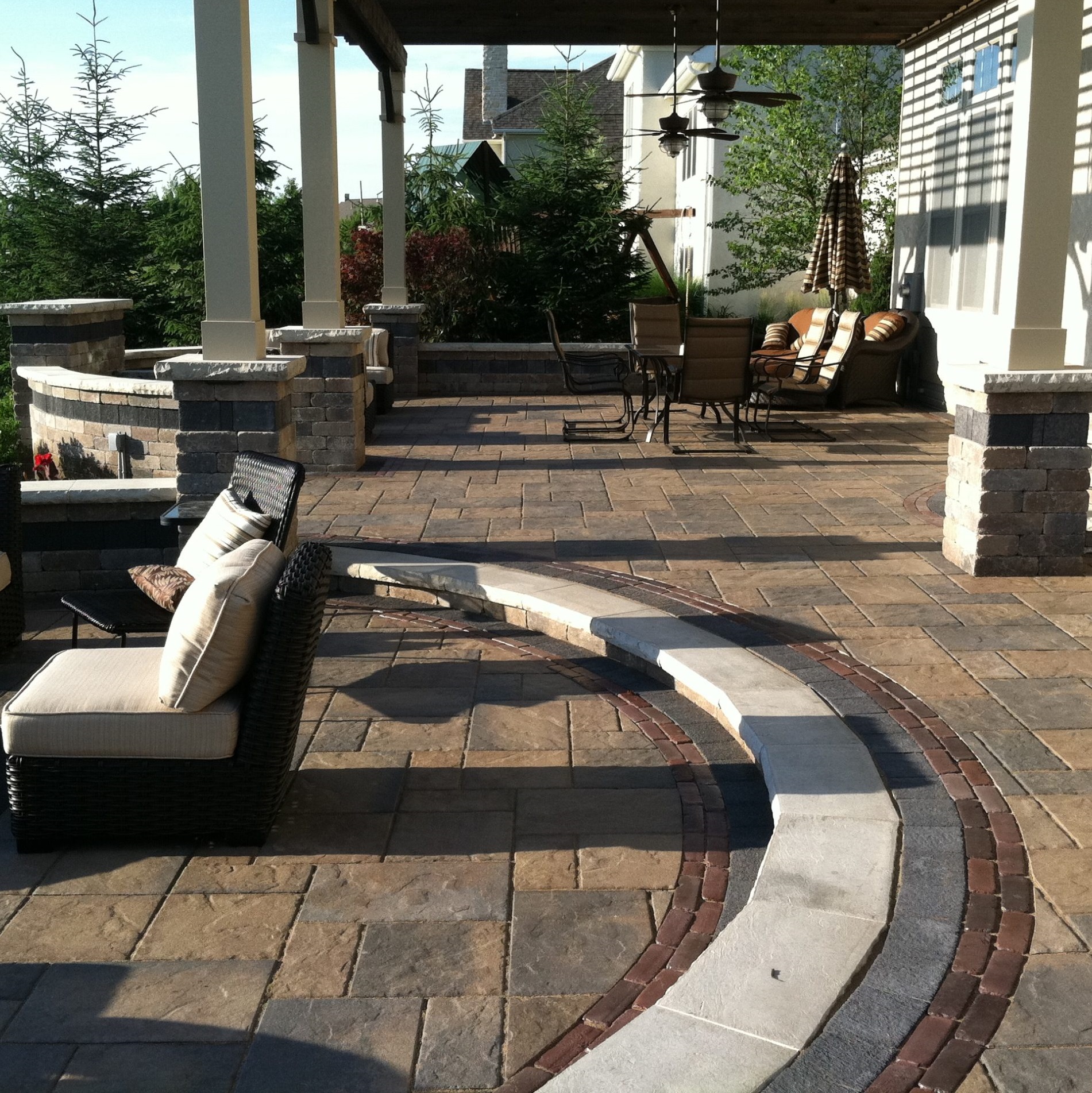 Side view of patio hardscape